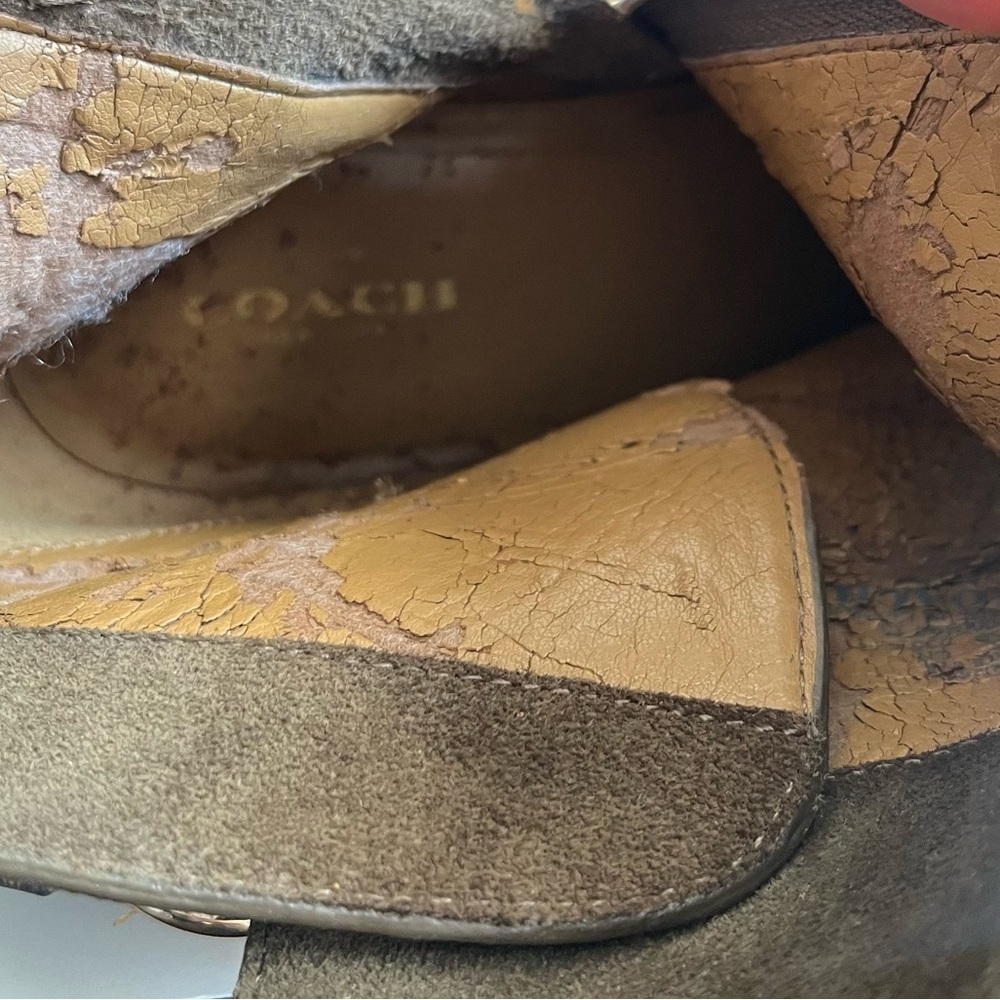 COACH- Dark Green Olive Ankle Boots with Zipper Size 7.5 - Picture 9 of 13